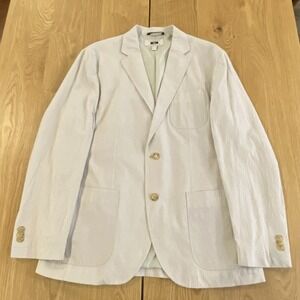 Joseph Abboud Tan Seersucker Casual‎ Blazer Size L White And Tan Pinstripes